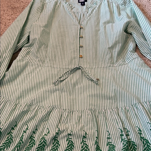 Lands' End Green Striped Dress with Floral Hem - Picture 9 of 12
